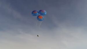 Jeff Bezos Instagram - Today’s @BlueOrigin landing and the epic view from above the Kármán line. #NeverGetsOld #GradatimFerociter