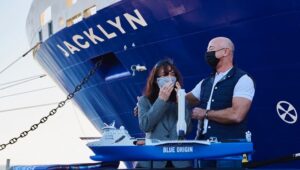 Jeff Bezos Instagram - My siblings and I surprised our mom today. We revealed the name of the @BlueOrigin landing ship. We named it after her — the Jacklyn.

New Glenn’s first stage will come home to the Jacklyn after every flight. It couldn’t be more appropriately named — Mom has always given us the best place and best heart to come home to.

We love you, Mom.