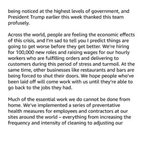 Jeff Bezos Instagram - A message to all Amazon employees.