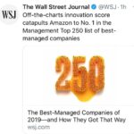 Jeff Bezos Instagram - Nice! Amazon ranked #1 best managed company. Definitely the result of strong teamwork from people who care deeply and passionately about customers, their fellow employees, and the environment. Huge thank you and kudos to all Amazonians.