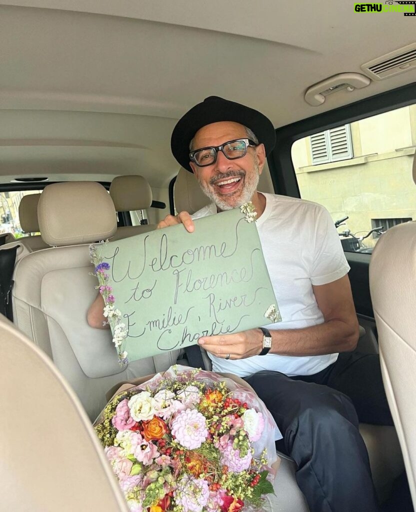 Jeff Goldblum Instagram - After lots of fun work shooting a new project, I’m excited to be reunited with my family on a new adventure - ciao!!! 🤌🏼🇮🇹❤️‍🔥 @emiliegoldblum Florence, Italy