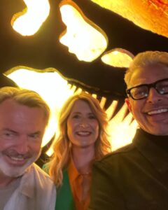 Jeff Goldblum Instagram - REUNITED!!! @lauradern @samneilltheprop @jurassicworld Universal Studios Lot