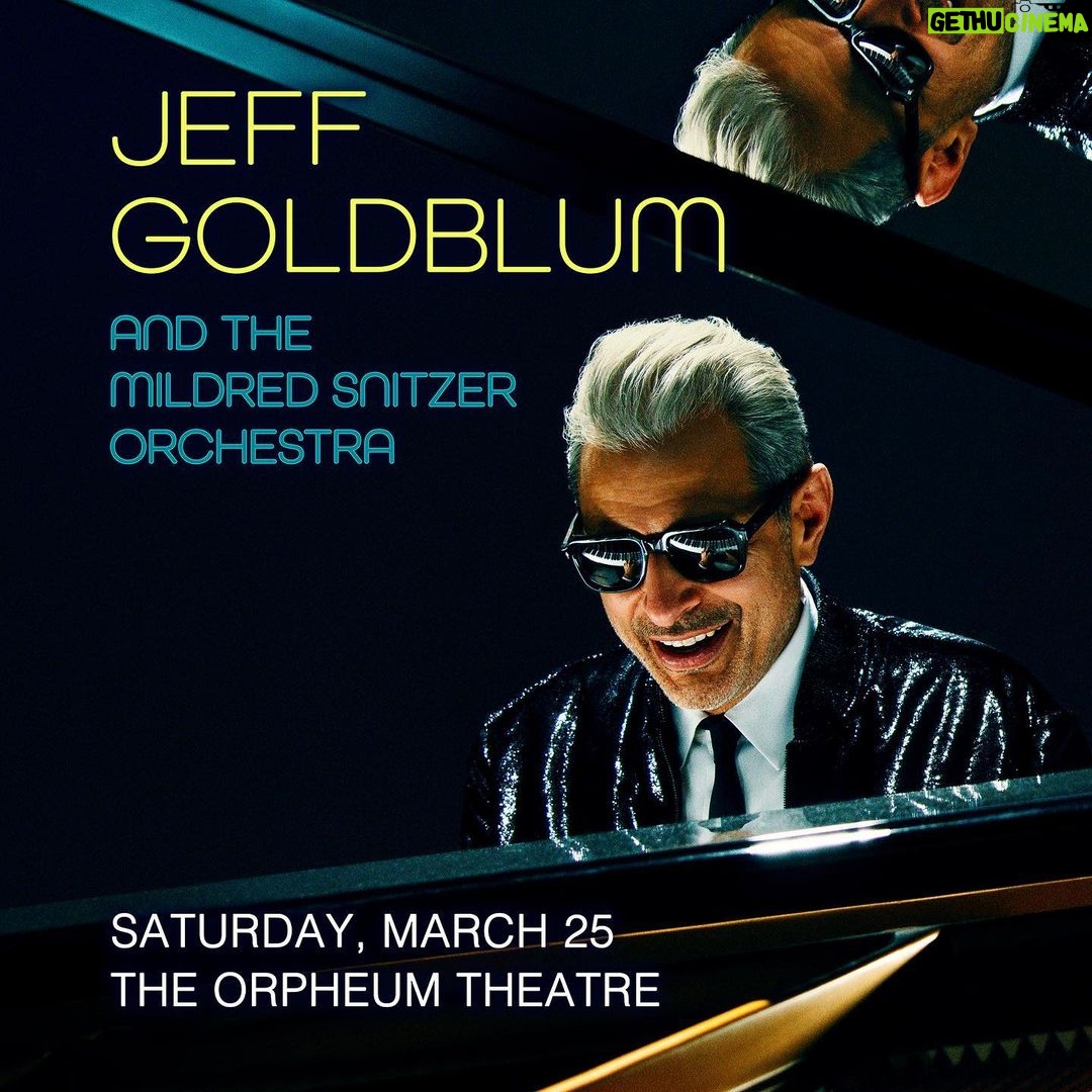 Jeff Goldblum Instagram - Los Angeles! I’ll be playing a show @orpheumtheatrela on March 25th and you’re all invited. My artist’s presale starts tomorrow at 10AM EST. The link is in my bio, but you’ll need the password…it’s JAZZ. General sale starts January 20th. See you there! 😎🙏🏼⚡️🎼🎹🎷🎙🎺🖤✨ Los Angeles, California