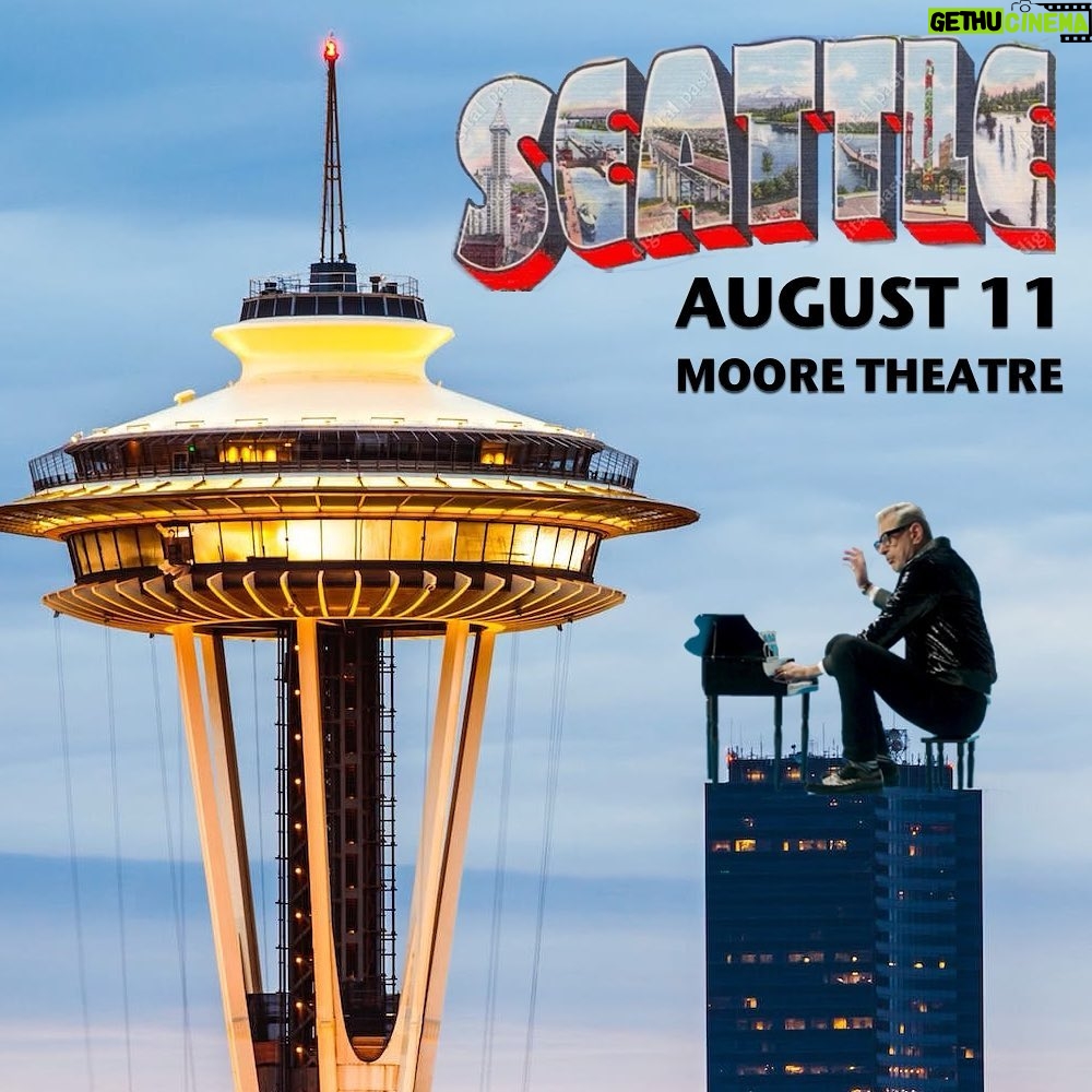 Jeff Goldblum Instagram - PORTLAND! SEATTLE! VANCOUVER! August 10, 11, and 12. Three new shows in three brand-new cities for our band, and our first show in Canada! My โartistโs pre-saleโ starts tomorrow at 10AM - the password is JAZZ. Links will go active in bio then - hope to see you there! ๐๐๐ผ๐บ๐ฝ๐ผ๐น๐ค๐ท๐บ๐โจ #mildredsnitzerorchestra #badphotoshop