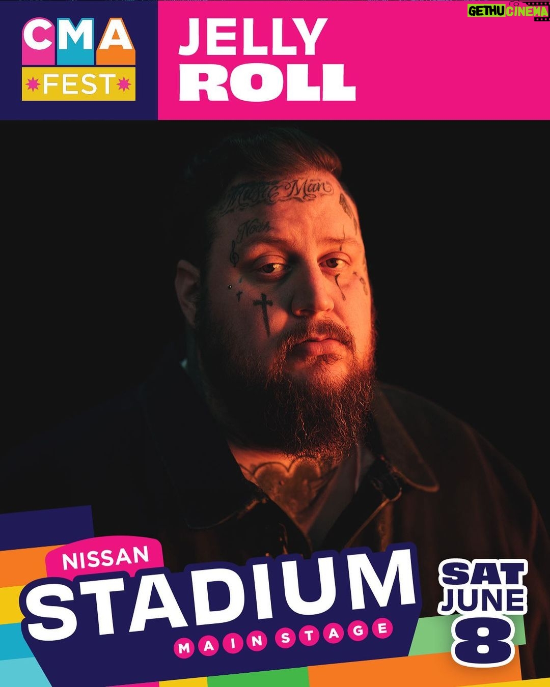 Jelly Roll Instagram - JUST ANNOUNCED! I’m performing at @cma’s #CMAfest in support of the @CMAFoundation & music education. Buy a four-night pass or single night tickets to make a difference & attend the longest-running Country Music festival in the world! CMAfest.com/tickets 🎵
