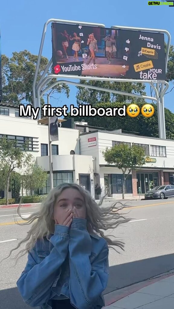 Jenna Davis Instagram - SO THIS HAPPENED🤯🥹😭♥️ & THERE IS ANOTHER ONE PLAYING IN TIMES SQUARE!!! HOLY MOLY!!! I am literally speechless as you can tell by my jumping 😂 Thank you @youtubemusic @youtube so much for this INSANE BILLBOARD and to y’all for all the support and love on DiCaprio I LOVE UU!!! more music coming soon ♥️♥️ #dicaprio #jennadavis #billboard #music #youtubemusic #surprise #jenna #leonardodicaprio #leodicaprio Sunset Blvd
