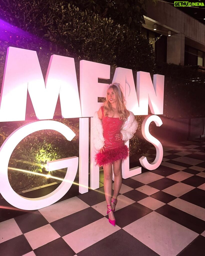 Jenna Davis Instagram - Get in loser we’re going to @meangirls prom night 💖 👗: @nadinemerabi 👛: @dune_london 👠: @camillagabrieli 🎀: @hairbybradleyleake ✨: @styledbylmc Pendry West Hollywood