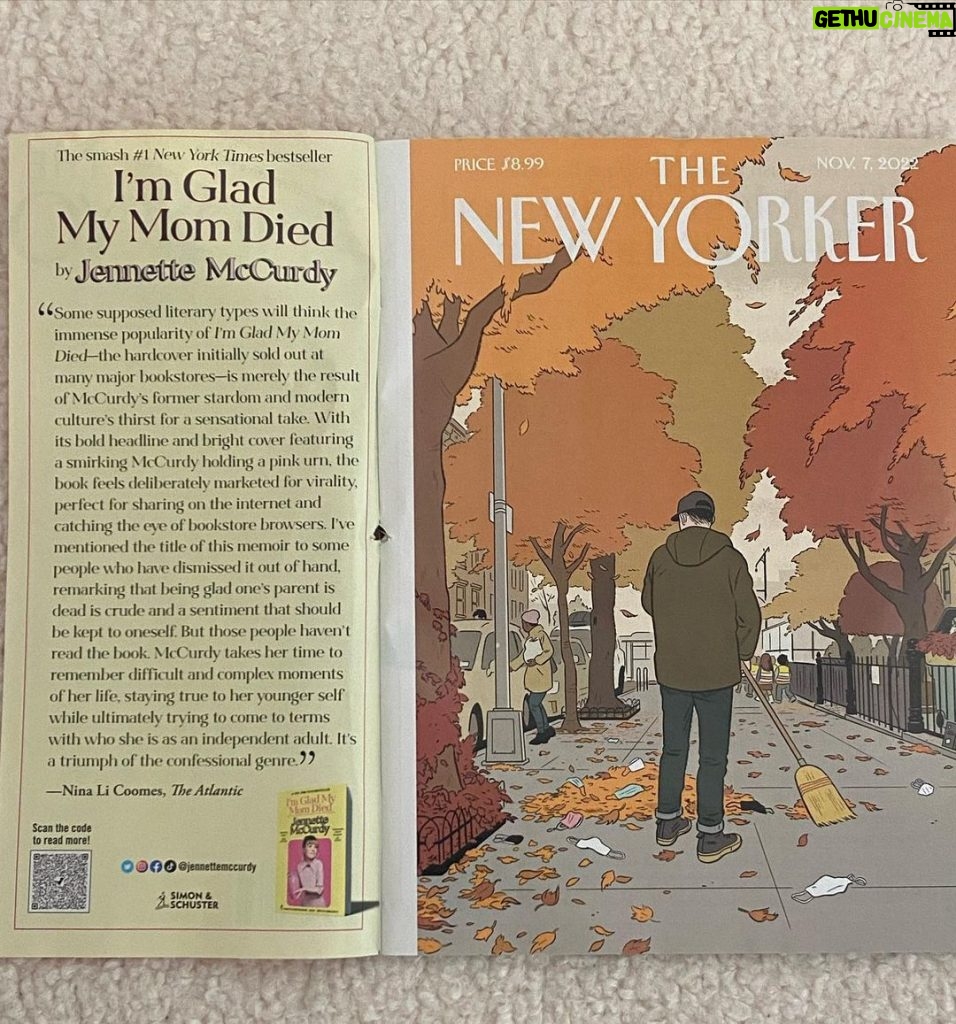 Jennette McCurdy Instagram - still can’t believe I’m Glad My Mom Died was on the inside flap & inside front cover of @newyorkermag . i have no idea what the initial marketing budget was for IGMMD, but i have a feeling that budget changed a lot after you all so enthusiastically supported the book. so thank you 🙏 now all i need to do is meet fran lebowitz and i’ll be an honorary new yorker