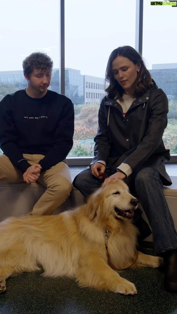 Jennifer Garner Instagram - Congrats to Birdie on her recent therapy dog promotion! My walk with @jennifer.garner and her dog is out now on YouTube ❤