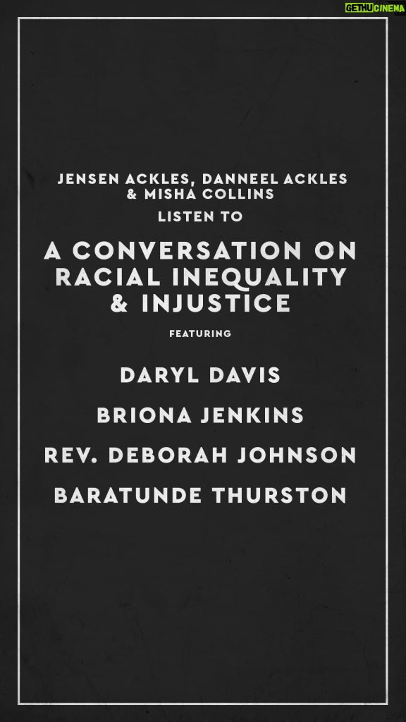 Jensen Ackles Instagram - Here is the panel discussion that took place on Saturday. If you missed it...have a listen. If you caught it...listen again. If we don’t stop and listen...we can never truly see. People are hurting. People are in pain. Indifference is ignorance. Education is everywhere. Listen and learn. Or ignore, stay silent and perpetuate the pain of others. Thank you to @realdaryldavis @brionajenkins @baratunde & @rev_deborah_johnson for your words and insight, your work and your inspiration. I pledge to arm myself and my family with wisdom and empathy. And to stand strong in support of communities of color. #blacklivesmatter