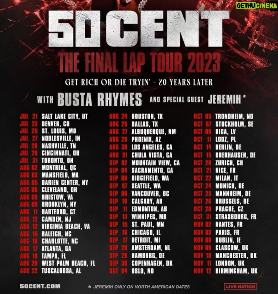 Jeremih Instagram - The Final Lap Tour w’ @50cent x @bustarhymes - ticket link in bio ‼️