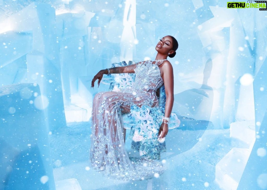 Jess Hilarious Instagram - Merry Christmas from the Ice Queen herself…🥶❄️💎🧊 Gown made by @cailaabdul ❄️ Shoot by @photomaticsmith 📸 Make up by @krismasluxurylashes 🤩 Land of ICE
