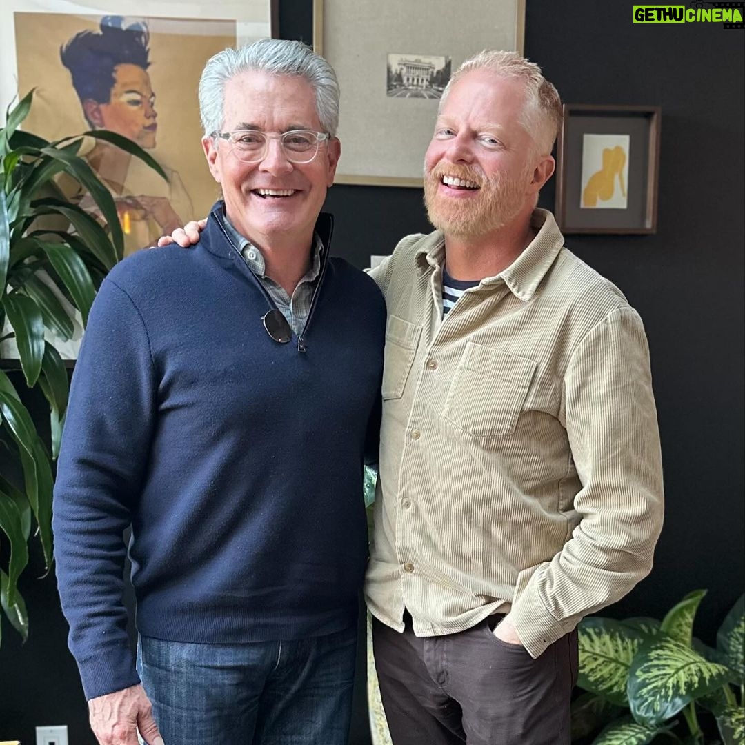 Jesse Tyler Ferguson Instagram - This week, the star of so many cult classics – from “Twin Peaks” to “Sex and the City” and “Showgirls” – Kyle MacLachlan joins Dinner’s On Me! Over a tomato tartine and niçoise salad, Kyle tells me about working with surrealist filmmaker David Lynch, that extremely memorable pool scene in “Showgirls,” and his new podcast Varnamtown. This episode was recorded at Zinque in West Hollywood, CA. Episode link is in the bio—don't wait, give it a listen! ❤️ Zinque - West Hollywood