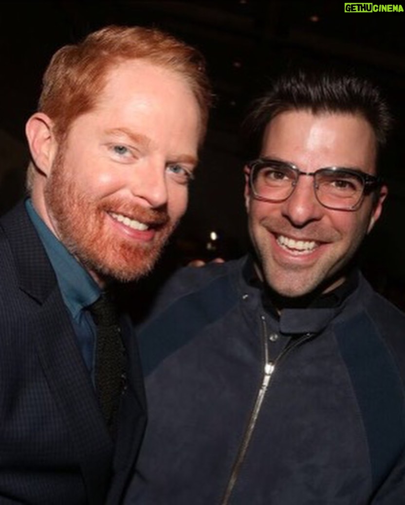 Jesse Tyler Ferguson Instagram - Surprise, surprise! This week’s podcast episode of Dinner’s on Me is with none other than long-time friend (and former roommate!) @zacharyquinto. We have been friends for a VERY long time, and the internet went through a very convincing (though untrue) campaign of us dating. 🎧🍽️❤️ Over Greek chop salad and crispy artichokes at @americanbarnyc, we reminisce on hitting the bars in Silver Lake as single men. Zachary also recalls his experience coming out publicly, and his special relationship with Star Trek’s original Spock, Leonard Nimoy. In our snug little booth, we chatted it all, so get excited for this one! Link in my bio. I’ve included some vintage photos of us since we go way back! Hope you enjoy. X (This episode was recorded on June 12, 2023). American Bar - New York