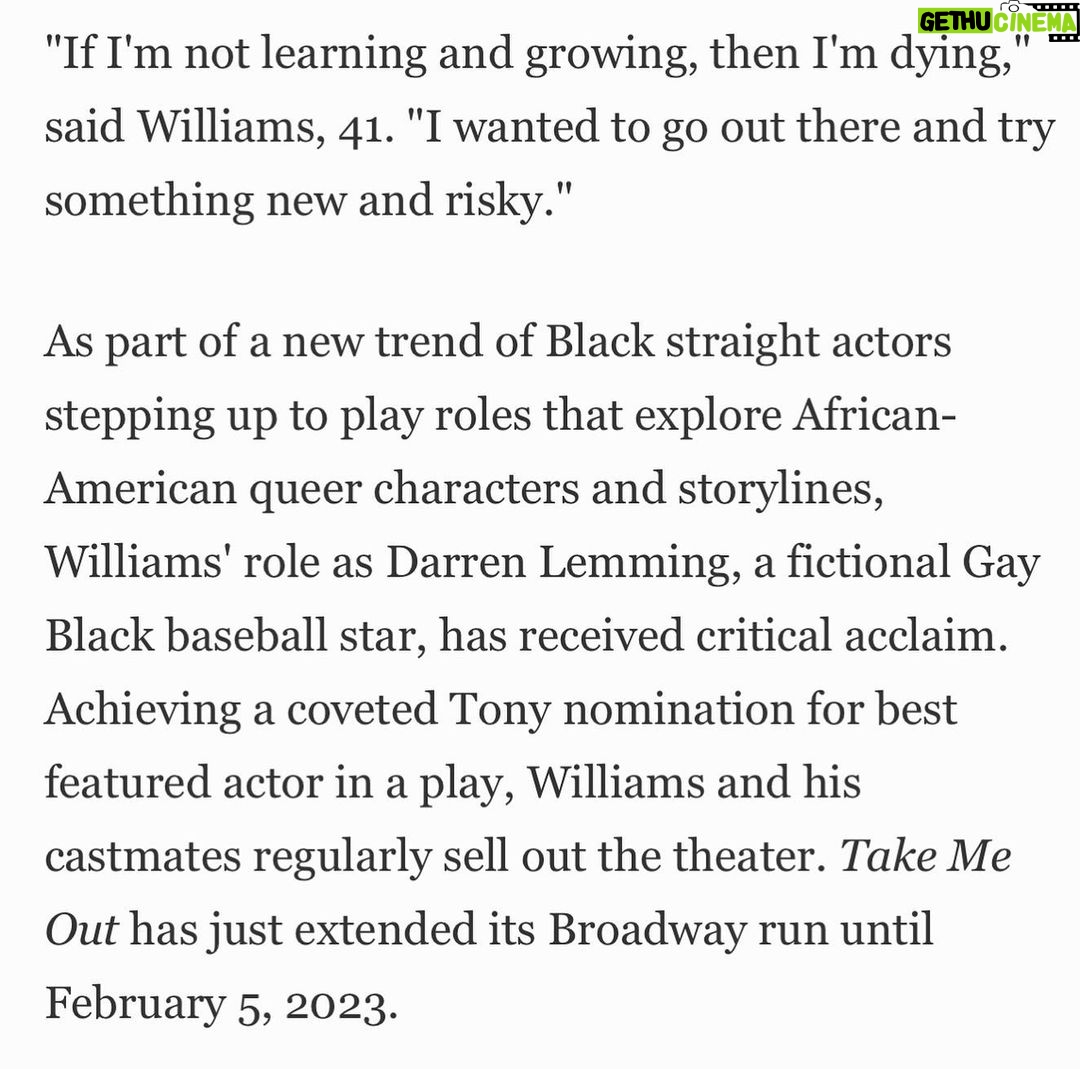 Jesse Williams Instagram - Thank you @forbes @richardafowler @advancementproject @my.scholly @cjgray91 @takemeoutbway Here’s a link you can’t click but roughly commit to memory then google https://www.forbes.com/sites/richardfowler/2023/01/09/jesse-williams-brings-his-passion-for-justice-to-broadway-in-take-me-out/?sh=2d78e2281ac2