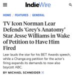 Jesse Williams Instagram - Norman Lear, a gentle man of action who carved trails in culture and consciousness early and often. A soul i came to know, debate and learn from at a turning point in both our lives. Forever grateful for his personal and professional generosity uphill; his use of privilege; his observant leadership in a society molded by the arts. 🕊️ Thank you for the leaps forward.