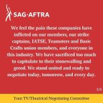 Jessica Chastain Instagram - “It is with profound disappointment that we report the industry CEOs have walked away from the bargaining table after refusing to counter our latest offer. We have negotiated with them in good faith, despite the fact that last week they presented an offer that was, shockingly, worth less than they proposed before the strike began. Our resolve is unwavering. Join us on picket lines and at solidarity events around the country and let your voices be heard. One day longer. One day stronger. As long as it takes.” - Your TV/Theatrical Negotiating Committee