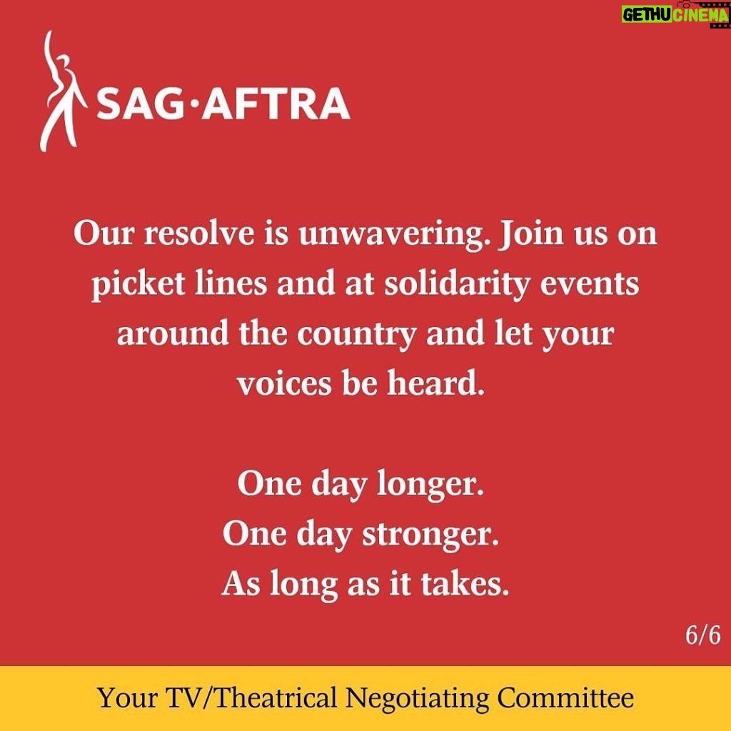 Jessica Chastain Instagram - “It is with profound disappointment that we report the industry CEOs have walked away from the bargaining table after refusing to counter our latest offer. We have negotiated with them in good faith, despite the fact that last week they presented an offer that was, shockingly, worth less than they proposed before the strike began. Our resolve is unwavering. Join us on picket lines and at solidarity events around the country and let your voices be heard. One day longer. One day stronger. As long as it takes.” - Your TV/Theatrical Negotiating Committee