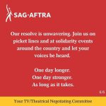 Jessica Chastain Instagram - “It is with profound disappointment that we report the industry CEOs have walked away from the bargaining table after refusing to counter our latest offer. We have negotiated with them in good faith, despite the fact that last week they presented an offer that was, shockingly, worth less than they proposed before the strike began. Our resolve is unwavering. Join us on picket lines and at solidarity events around the country and let your voices be heard. One day longer. One day stronger. As long as it takes.” - Your TV/Theatrical Negotiating Committee