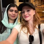 Jessica Chastain Instagram - Spinning around in my chair during the pre show of @adollshousebway and look who I spotted!!! I was so excited to see @malala, a woman who has been on the forefront of fighting for female rights and freedom. This adaptation and our brilliant playwright Amy Herzog has brought so many incredible people to the theatre. Our version of A Doll’s House is the first to be adapted by a woman on Broadway and it is a true honor to play her Nora. Thank you Malala and all of the amazing people who make up our audience. Sad to see this dream end on June 10th. I hope you get a chance to see us before we close, and I hope it may awaken something inside you. It definitely did for me. Thank you for coming to our show Malala 🤍