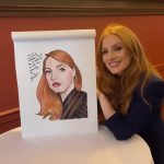 Jessica Chastain Instagram - The walls of @sardisnyc are lined with over 100 years of theatre folk portraits, today mine was added to the wall! @adollshousebway