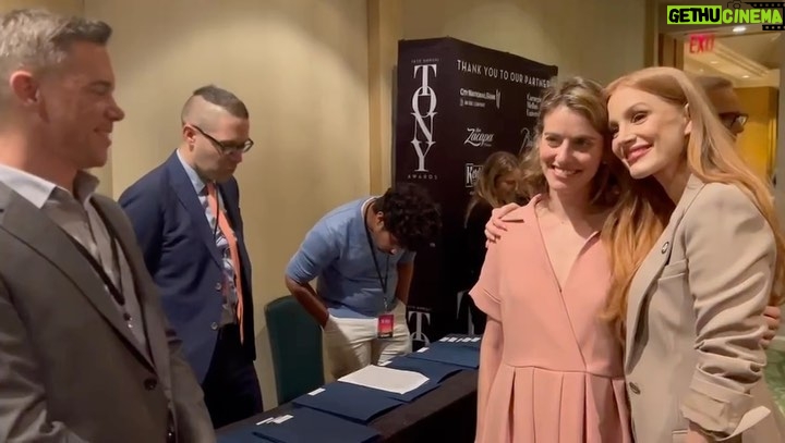 Jessica Chastain Instagram - Video of Amy Herzog and I receiving our Tony Nominee pins for @adollshousebway Such a surreal moment 🤍