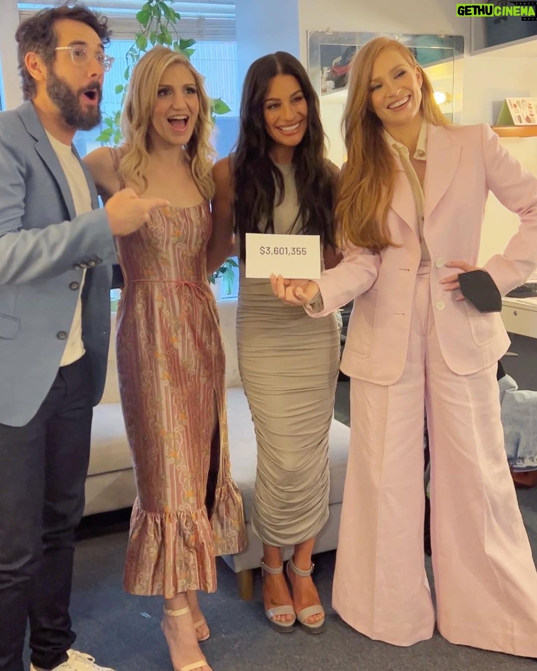 Jessica Chastain Instagram - Today was the first Broadway Cares Easter Bonnet Competition since 2019! Together, all of the shows raised $3,601,355. @adollshousebway raised $176,480 in donations, the most in our category! Thank you to our amazing audience of donors. π