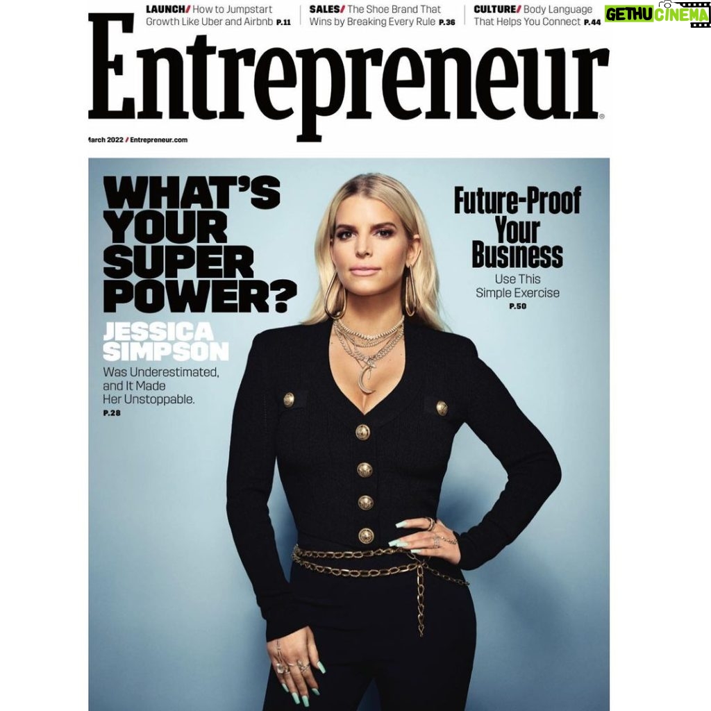 Jessica Simpson Instagram - Let them underestimate you! Quite possibly my most meaningful cover headline to date. Thank you @entrepreneur @francesdodds for giving me a platform to share my @jessicasimpsonstyle story and seeing me for who I am. Don’t put too much pressure on yourself because it’s never make-or-break, you know? There’s always a way to make that break. Let time move a little slower so you learn and grow along the way. Then, by the time you get there, you’ll be ready. 💫