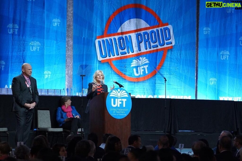 Jill Biden Instagram - Thank you @uftny for having me and @joebiden today at #TeacherUnionDay2019. It’s time we recognize the value and impact of our profession and equip #teachers with the resources needed to transform students‘ futures.