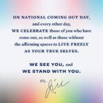 Jill Biden Instagram – We see you, and we stand with you. 💜
#NationalComingOutDay