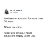 Jill Biden Instagram - We are honored to have the support of educators and the endorsement of the @NEAToday and @AFTUnion, two of the largest unions in the country.