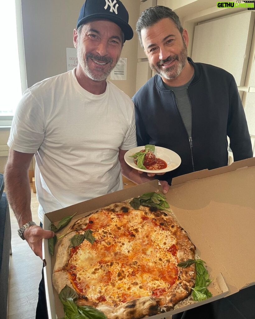 Jimmy Kimmel Instagram - Lunch by the great Mark Iacono @Lucali_BK - pizza and meatballs so good I used the f word 11 times eating it