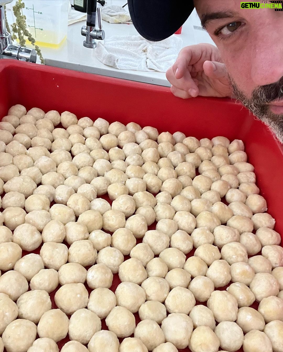 Jimmy Kimmel Instagram - Layering lasagna and rolling gnudi for Fishmas Eve