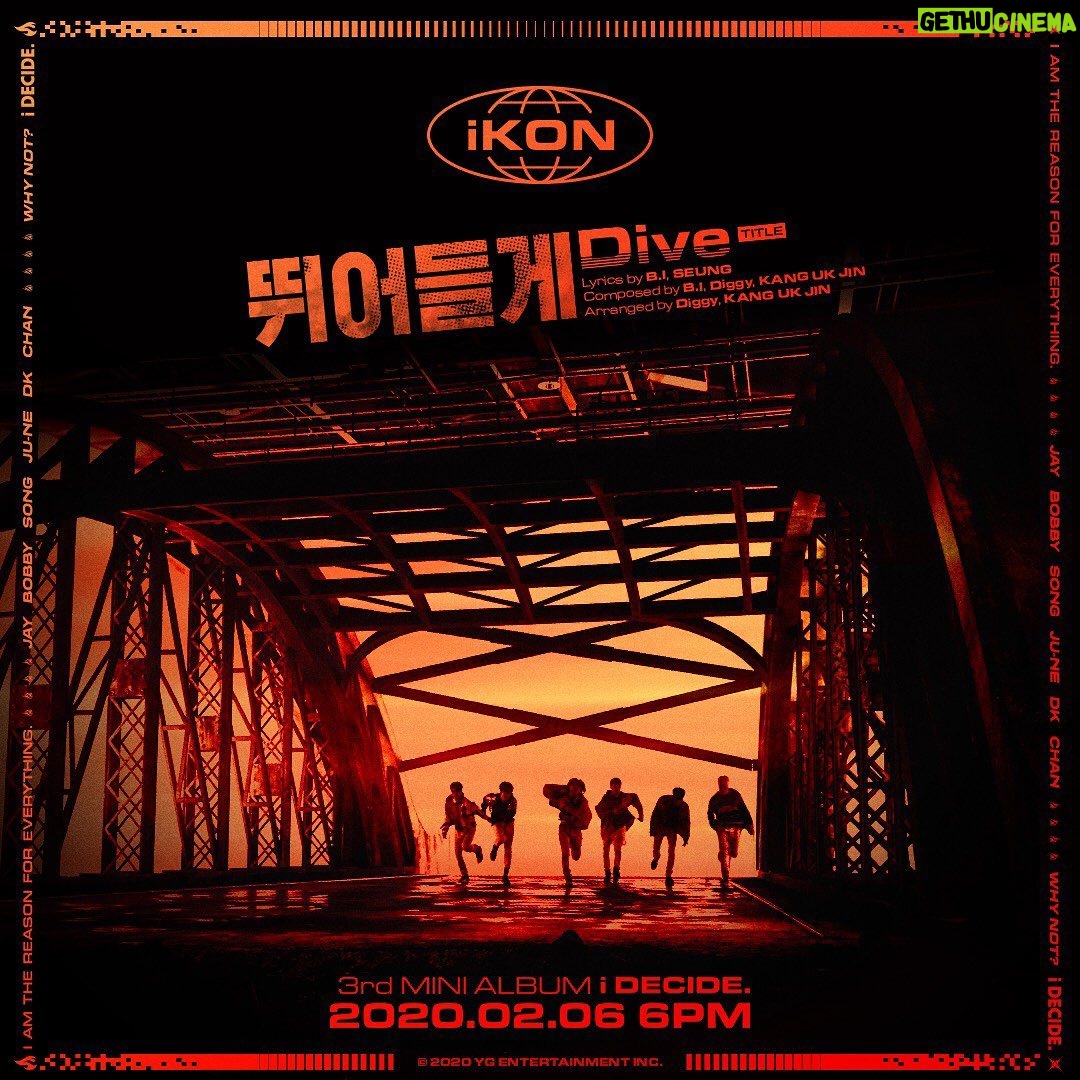 Jinhwan Instagram - #iKON #아이콘 #The3rdMiniAlbum #i_DECIDE #Title #뛰어들게 #DIVE #20200206_6PM #YG