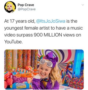 JoJo Siwa Instagram - 4 years ago I released my first song “Boomerang”, and today it hit 900,000,000 views!😱 This is crazy. Thank you so much for the love and support ALWAYS! You guys are the best!🎀✌🏼