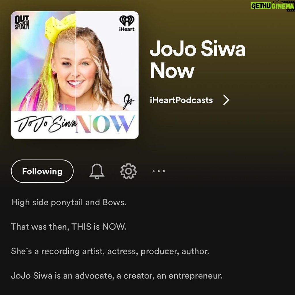JoJo Siwa Instagram - Get ready for me to expose the F*** outta myself. After working on this and keeping it a secret for 2 YEARS NOW…. My podcast “JoJo Siwa Now” is FINALLY OUT! The team at @iheartradio has been SO incredible helping me create the podcast of my dreams. JoJo Siwa Now the podcast is all about who I was and who I am now. Every week I’ll be chatting with friends, celebrities, talking about my past unfiltered like never before, and more. I’m SO stoked for this new adventure and can’t wait to hear what you think. My new podcast is available to listen to on the Iheart App and EVERYWHERE you listen to podcasts🤍 LINK IN MY BIO