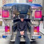 Jo Koy Instagram - I never thought in a million years that my son would be sitting inside of a jeepney in NYC in front of a Broadway musical with an all Filipino cast that his dad is producing. Dream Big! @herelieslovebway