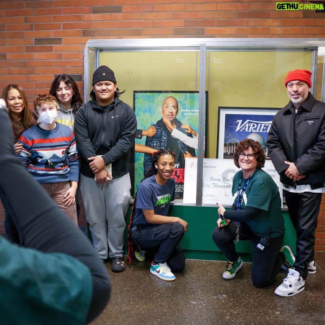 Jo Koy Instagram - Went back to my high school to give back. Proud of my sister for representing JK foundation and making this beautiful moment happen. Our goal is to continue to inspire @hfhsfalcons students to follow their dreams. Mahal kita!! Henry Foss High School Alumni