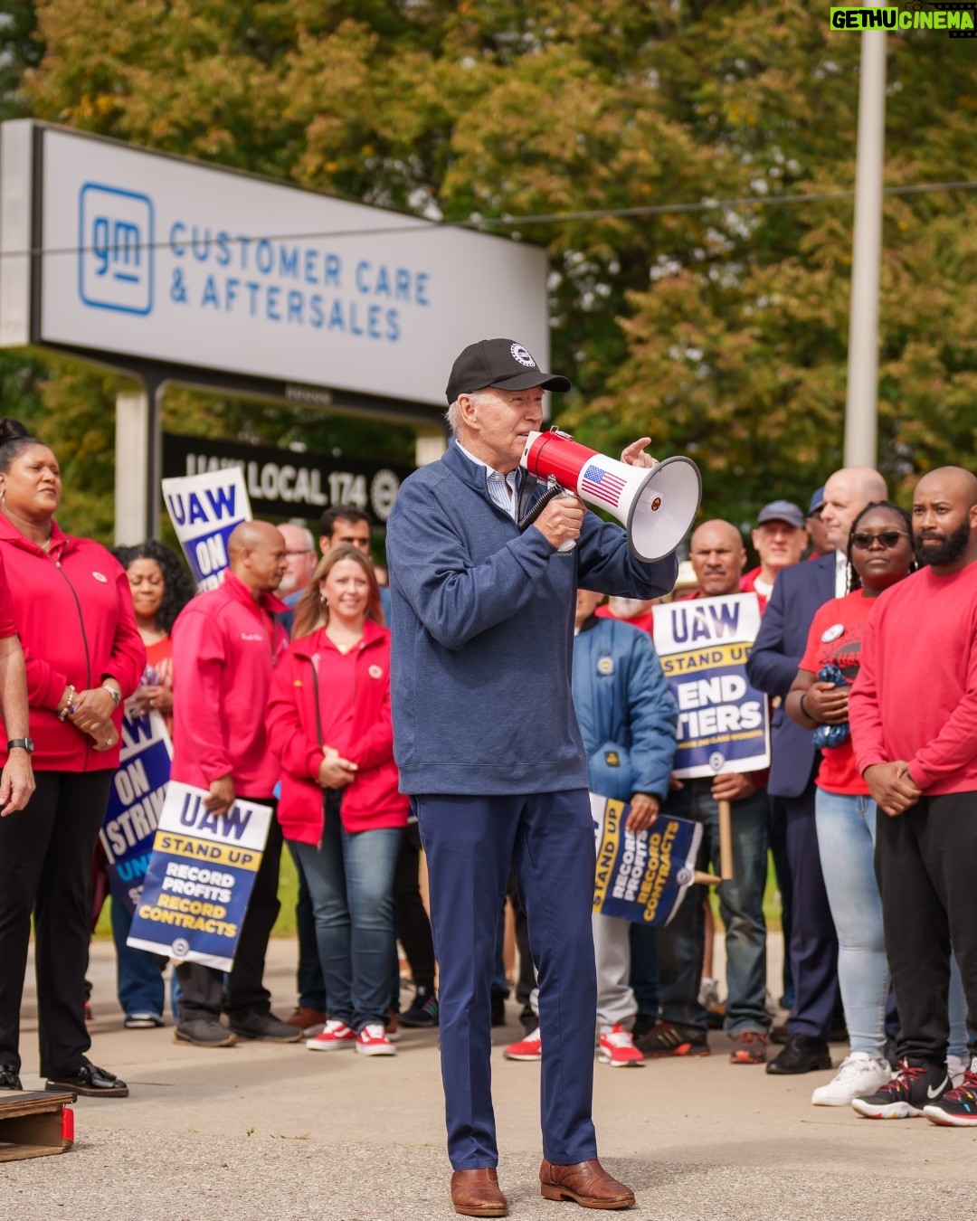 Joe Biden Instagram - I want to thank every Michigander who made their voice heard today. Exercising the right to vote and participating in our democracy is what makes America great. Four years ago, it was Michigan’s diverse coalition that came together to reject Donald Trump’s MAGA extremism and sent me and Kamala to the White House. Because of Michiganders, we’ve been able to work hand in hand with Governor Whitmer and the incredible Democratic leaders in Michigan’s congressional delegation to deliver enormous progress. I was proud to stand shoulder to shoulder with UAW workers last year as they led the fight for the wages and benefits they deserve. We took on Big Pharma and are lowering the cost of prescription drugs for nearly 2 million Michigan seniors. We’re investing in our world-class auto industry and are finally making big corporations pay their fair share after Trump rigged the economy for special interests and gave handouts to his wealthy friends. And we’re fixing our crumbling bridges and roads while creating thousands of good-paying, union jobs right here in Michigan after Trump shipped them overseas. For all of this progress, there is so much left to do. Donald Trump is threatening to drag us even further into the past as he pursues revenge and retribution. He proudly brags that he is the reason Roe v. Wade was overturned in this country. Because of Donald Trump, women’s lives are at risk, doctors face the prospect of criminal penalties for doing their jobs, and families desperately trying to have children are having access to fertility treatments ripped away. Now, Donald Trump wants to ban abortion nationwide—including here in Michigan. You’ve heard me say many times it’s never a good bet to bet against the United States of America. It’s never a good bet to bet against Michiganders either. This fight for our freedoms, for working families, and for Democracy is going to take all of us coming together. I know that we will.
