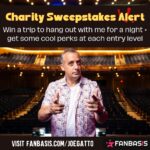 Joe Gatto Instagram - Announcing an awesome sweepstakes I’ve put together to help raise money to help my work with dogs. Lots of perks with entry (autographed pics, video calls, IG shoutouts and more). And a KILLER grand prize for a group of 4 come to ANY one of my shows, have dinner and hang out with me for a night. Link in bio for all details and to enter. Www.Fanbasis.com/joegatto