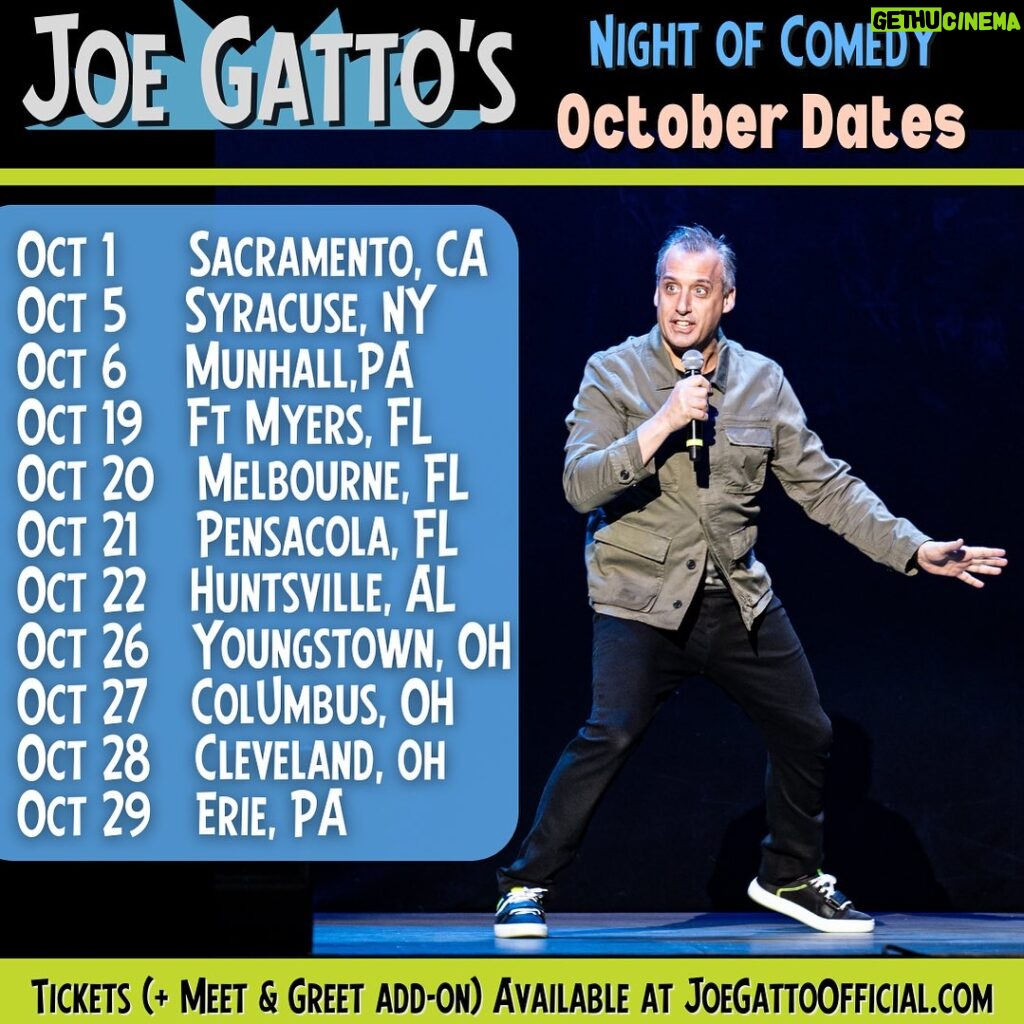Joe Gatto Instagram - Ready to hit some great cities this October. Who’s coming out to laugh? Tix: www.JoeGattoOfficial.com