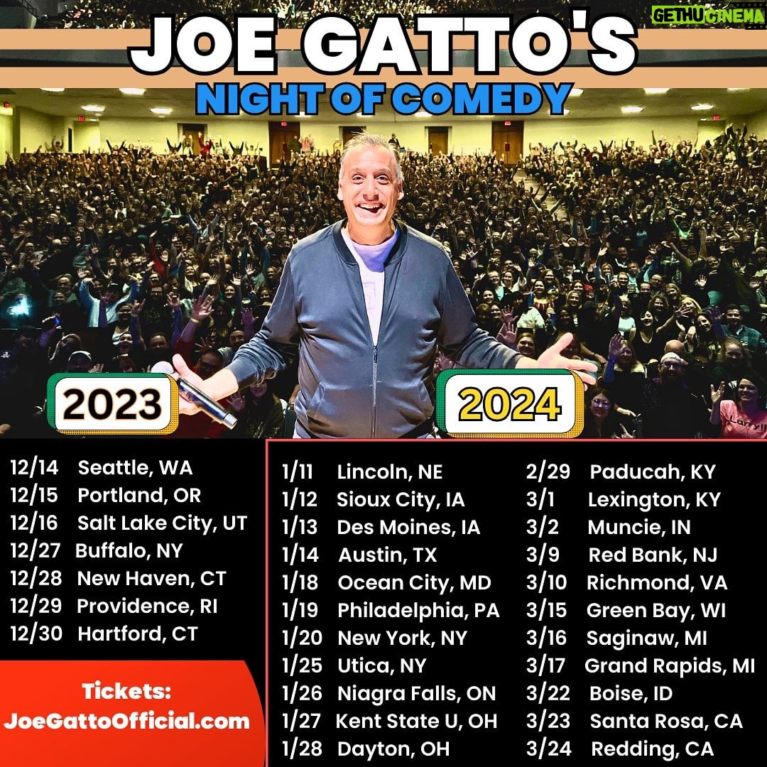 Joe Gatto - 36K Likes - New cities and dates thru March on sale NOW. Get them at www.joegattoofficial.com or link in bio.
Thank you so much to everyone who has been a part of this journey. It truly is amazing to be out and laugh with you all for a night.
Comment below on where you are coming!