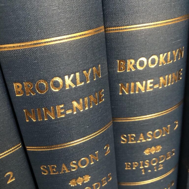 Joe Lo Truglio Instagram - This is a post in honor of our creator, Dan Goor, and the writers who work harder than you’ll ever know. They are forever working to stay current and funny. I decided to bind our scripts. They’re worth it but also in a weird way, I miss encyclopedias. #Brooklyn99🚨