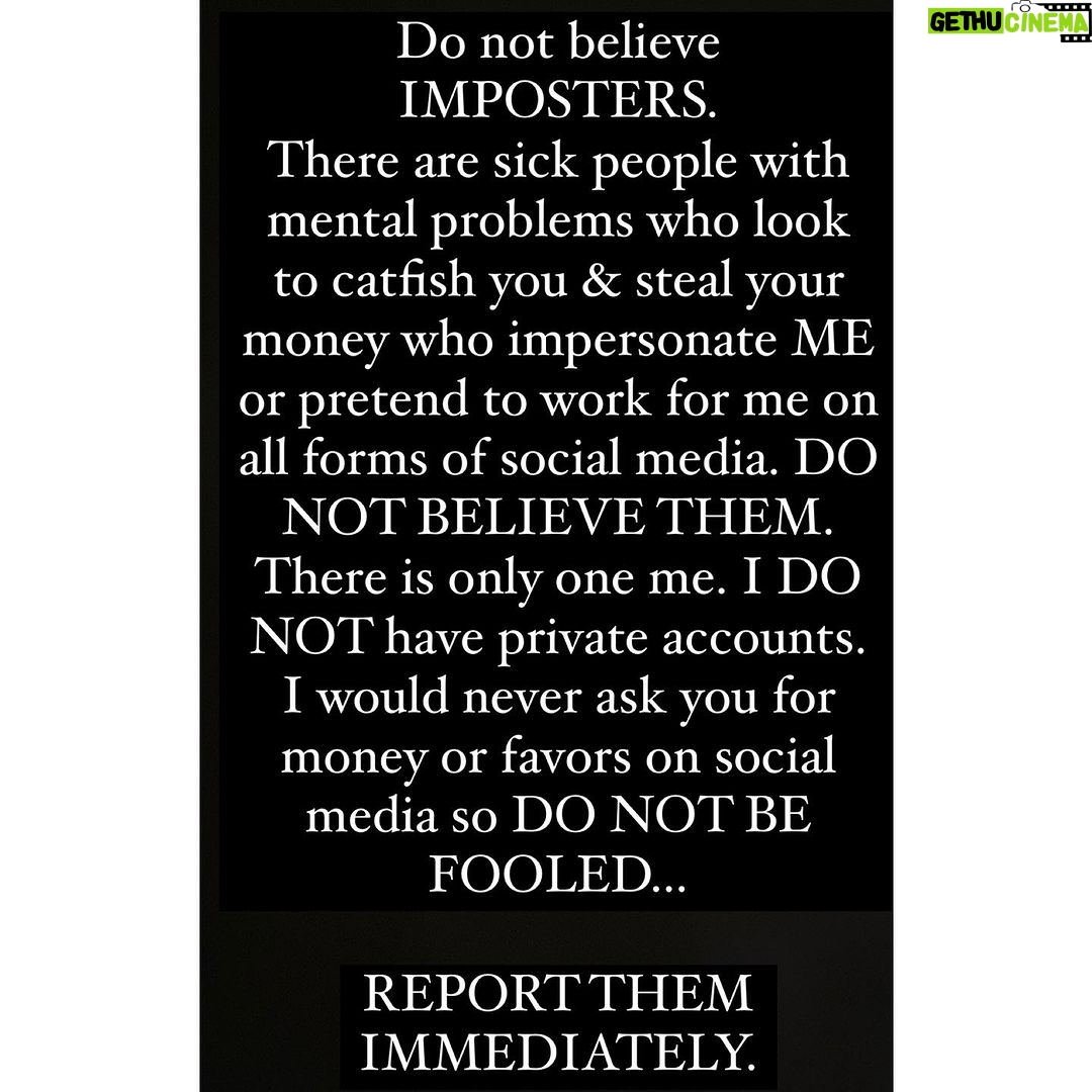 Joe Manganiello Instagram - DO NOT FALL FOR IMPOSTERS. I only have one verified account on Instagram, Facebook, & Twitter/X. I do not ask people for money or favors. DO NOT believe anyone posing as a manager, publicist, lawyer, or any other person who works for me. NO ONE speaks for me on these platforms. PLEASE REPORT ANY SUSPICIOUS ACTIVITY IMMEDIATELY.