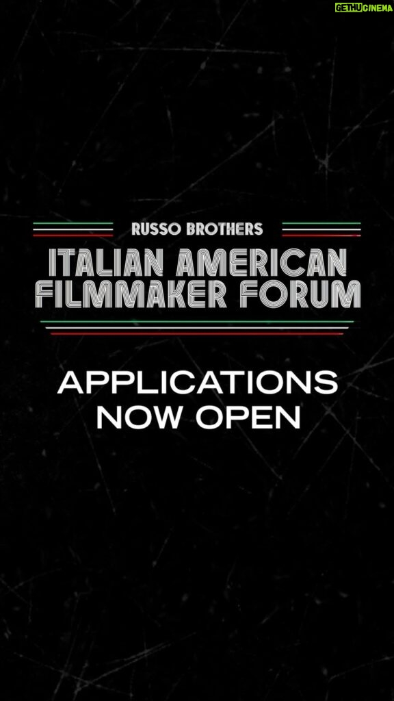 Joe Russo Instagram - 📣Time to share your Italian American stories with us! Applications are now OPEN for the Russo Brothers Italian American Filmmaker Forum 2024 Fellowship. ⏰ Submission Deadline: Feb 29th 🔗 Head to agbo.com or filmfreeway.com/RBIAFF for more information In partnership with the AGBO Foundation & Italian Sons and Daughters of America. #RussoBrothersItalianAmericanFilmmakerForum #RBIAFF NO PURCHASE NECESSARY. Open to legal residents of 50 U.S./D.C., age 18+ (19+ AL/NE, 21+ MS) who have not previously earned more than $25K making films. Void outside 50 U.S./D.C. and where prohibited. Starts 2/1/24 at 12:00 a.m. PST; initial submissions accepted until 2/29/24 at 12:00 a.m. PST. Five (5) Finalists will receive a $10K Grant and the opportunity to create a short film by 11/1/24. One (1) Finalist receives grand prize of $10K and admittance to AGBO Storyteller’s Collective. Full rules: www.agbo.com/community/the-russo-brothers-italian-american-filmmaker-forum or link in bio. Sponsor: AGBO Films LLC.