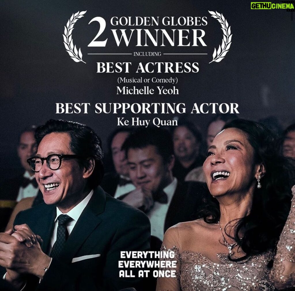 Joe Russo Instagram - A GIANT congratulations to the EEAAO team! Especially the incredibly talented Michelle Yeoh and Ke Huy Quan. The Golden Globes couldn’t have gone to two more deserving, hard working, and amazing human beings. Much love from us to you…