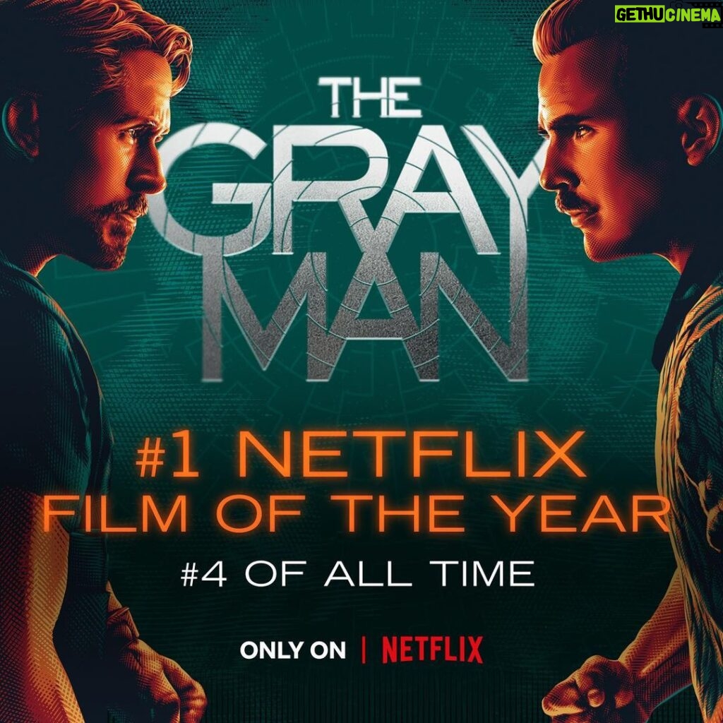 Joe Russo Instagram - Huge congrats to The Gray Man team! And thanks to all of you for watching. 👊👊