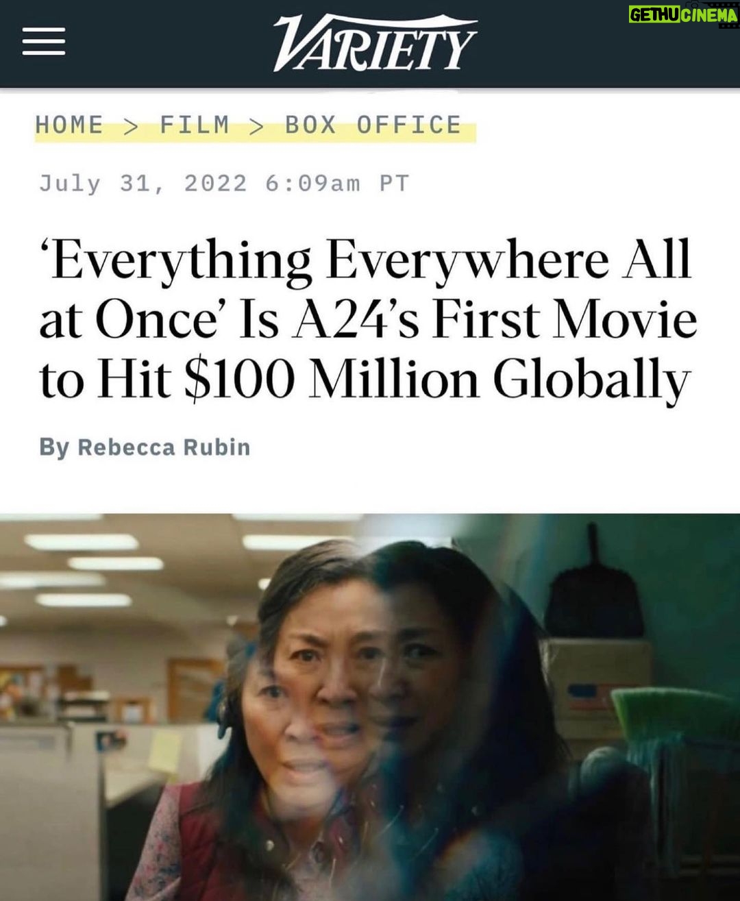 Joe Russo - 46.2K Likes - HUGE DEAL 👏 Congrats to the Everything Everywhere team. We couldn’t be prouder to be a part of this film. 👏👏👏