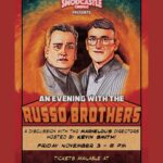 Joe Russo Instagram – Name a better trio, we’ll wait. Russo Bros are sitting down for a deep dive discussion with their friend Kevin Smith in Atlantic Highlands, NJ on November 3rd. 

‼️We’ve got a few free tickets for our AGBOVERSE subscribers. Not signed up yet? Head to the link in bio

“The kings come to the Castle when filmmakers Joe and Anthony Russo sit down for a deep-dive discussion that looks back on their illustrious careers! Kevin Smith interviews the sensational cinematic siblings who helmed the magnificent Marvel movies Captain America: Winter Soldier, Captain America: Civil War, Avengers: Infinity War and Avengers: Endgame, as well as classic sitcoms like Community and Arrested Development! Come see the Cleveland kids responsible for billions at the box office and hear how they went from Ohio to Asgard!”

Tickets also available on Smodcastlecinemas.com

#agbofilms #russobrothers #kevinsmith #smodcastlecinemas