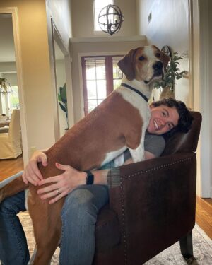 Joel Courtney Instagram - When you think you adopted a beagle but it turns out he’s probably a St. Bernard 😅🫢😲